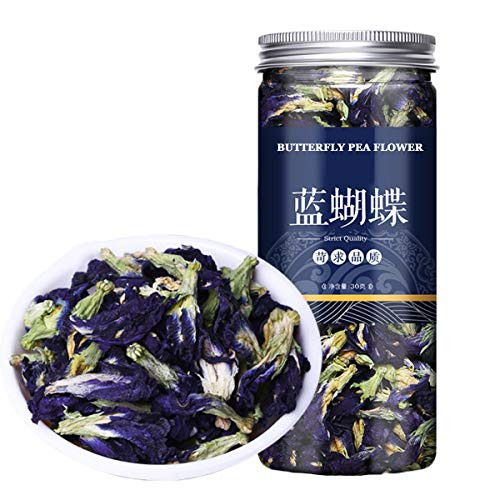 Butterfly Pea Flower Tea Dried Thai Non-GMO Clitoria Ternatea Tea Drink Asian Culinary Grade Natural Food Coloring for Dessert Beverages 40g 1.41oz Butterfly Pea Flower Tea Dried Thai Non-GMO Clitoria Ternatea Tea Drink Asian Culinary Grade Natural Food Coloring for Dessert Beverages 40g 1.41oz