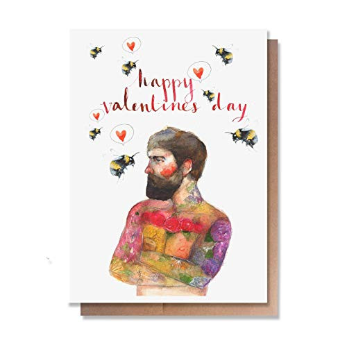 Wunderkid Happy Valentine's Day Card  Sexy Hot Guy  Funny Bee Man  1 Single Card  Blank inside