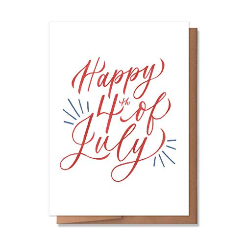 Wunderkid Happy 4th of July Card  Independence Day  1 Single Card  Blank inside