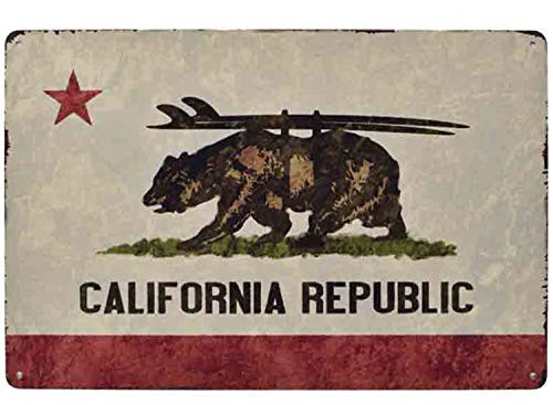 Flytime California Republic Coffee Cup Signs Retro Vintage Bar Metal Tin Sign Poster Style Wall Art Pub Bar Decor Size 8X12Inch