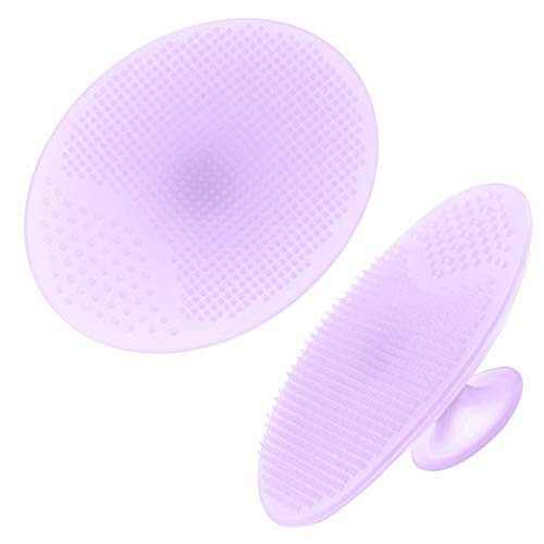 Facial Cleansing Brush  Silicone Face Brush - Face Massager -Deeper Clean Exfoliate Smooth Skin for a Radiant Clear Complexion Handheld Mat Scrubber  Purple