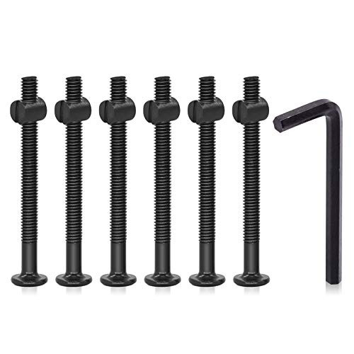 Hilitchi M6 Black Hex Socket Head Screws Bolts Barrel Nuts Hardware Assortment Kit for Crib Baby Bed Furniture Cots and Chair  M6x65-12PCS