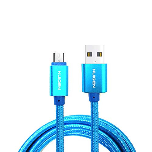 6FT Micro-USB Premium Nylon Braided Charging Cable for Android  Samsung  Nexus  LG  HTC  Nokia  Sony  and More  Blue  - 2 Pack