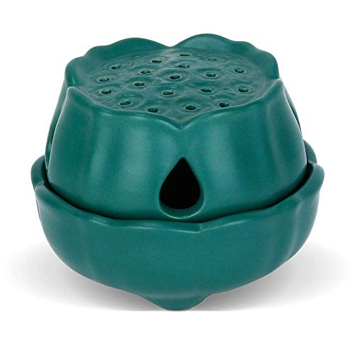 Retyion Ceramic Incense Burner Holder Lotus Stick Cone Coil Incense Burner for Home Decoration  Green