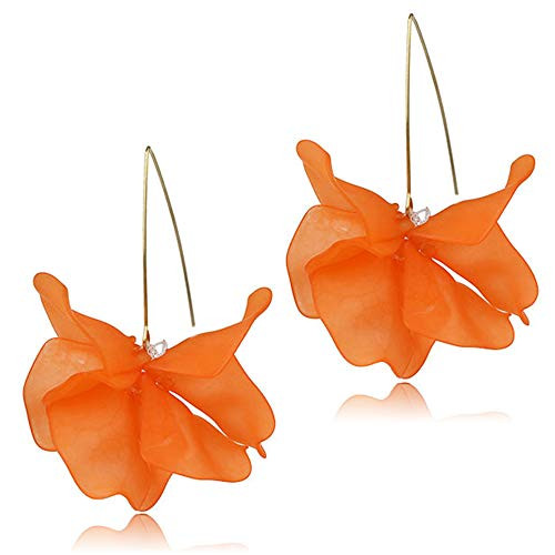 D.Rosse Boho Rose Petal Dangle Resin Earrings - Long Drop Acrylic Tiered Flower Earrings - Statement Exaggerated Floral Tassel Earrings for Women and Girls Orange D.Rosse Boho Rose Petal Dangle Resin Earrings - Long Drop Acrylic Tiered Flower Earrings - Statement Exaggerated Floral Tassel Earrings for Women and Girls Orange