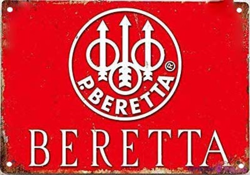 TSOSK Retro Metal Sign Beretta Firearms Pistol Gun Tin Sign Beretta Sign Retro Look Home Club bar Wall Art Decoration Metal Tin Sign 12 X 8 inch