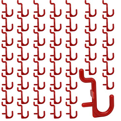 Colorstorm Pegboard Hooks - 55 pk J Style for Peg Board Assortment Tool Organizer Red Peg Hook Accessories