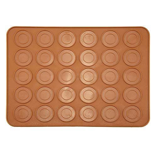 30 Capacity Silicone Mat Round Shape Macaron Baking Pad Non-stick Silicon Liner Pastry Cake Mat Heat Resistant Non-slip Macaron Sheet Pad Countertop Protector Kitchen Baking Tool