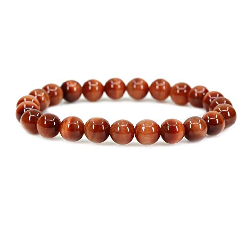 Natural Orange Tiger Eye Crystal Gemstone 8mm Round Beads Stretch Bracelet 7 Inch
