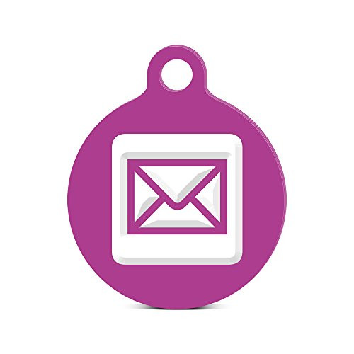 Mail Round Keychain with Tab Engraved icon Symbol 2 Purple