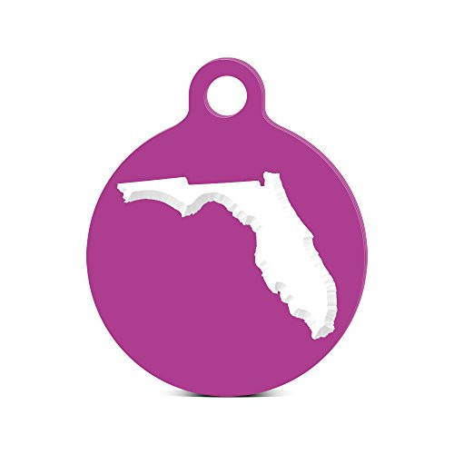 fagraphix Florida Shaped Round Keychain with Tab Engraved FL Purple