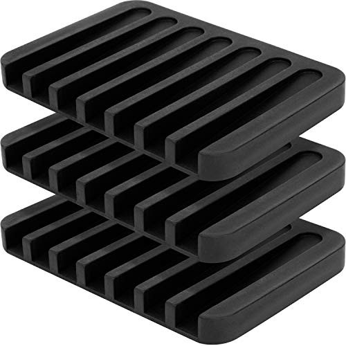 Anwenk 3Pack Soap Dish for Shower Waterfall Soap Holder Soap Tray Soap Saver Drainer Flexible Silicone for Shower Bathroom Kitchen Counter Top Keep Soap Bars Dry Clean Easy Cleaning-Black Anwenk 3Pack Soap Dish for Shower Waterfall Soap Holder Soap Tray Soap Saver Drainer Flexible Silicone for Shower Bathroom Kitchen Counter Top Keep Soap Bars Dry Clean Easy Cleaning-Black