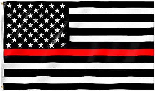 Aniler Thin Red Line American Flag 3x5 FT - Honoring Firefighter and EMTs - Black White and Red US Flag