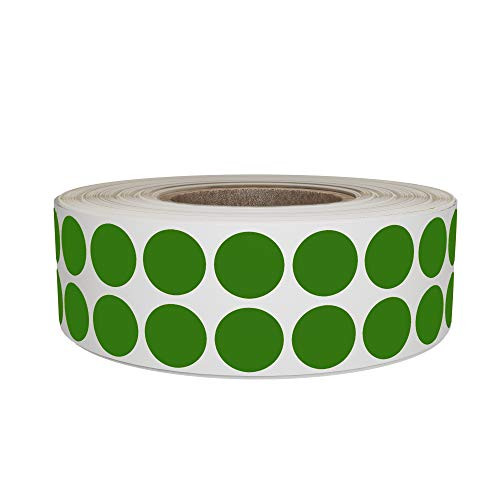 Royal Green Dot Stickers Roll  11 16 inch  Inventory Labels 17mm in Green - 1220 Pack