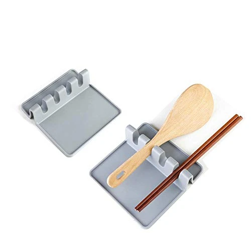 Kitchen Silicone Utensil Rest - Kitchen Silicone Spoon Rest  2PCS Heat-Resistant Utensil Rest with Drip Pad  Spoon Holder for Stove Top  Kitchen Utensil Holder for Spoons  Ladles  Tongs