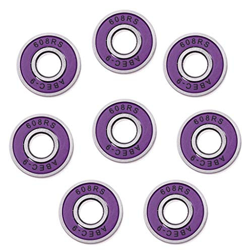 shamjina 8pcs Set ABEC-9 Inline Skates Bearing 608rs 8mm Beaing for Scooter Skateboard - Purple  28x8x7mm