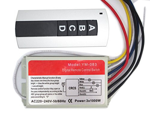 WINGONEER Wireless Wall Switch And Remote Control 220V Three-way, Four-stage Wireless Switch Digital Remote Control Switch