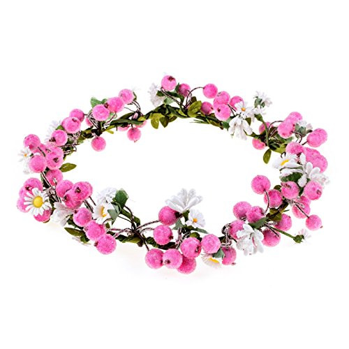 June Bloomy Rose Floral Crown Wreath Girls Flower Headband BOHO Garland Halo Headpiece  1 Berry Pink June Bloomy Rose Floral Crown Wreath Girls Flower Headband BOHO Garland Halo Headpiece  1 Berry Pink