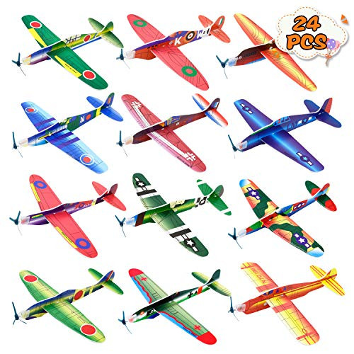 Kissdream 24 Pack 8 Inch Glider Planes - Birthday Party Favor Plane  Great Prize  Handout   Giveaway Glider  Flying Models.