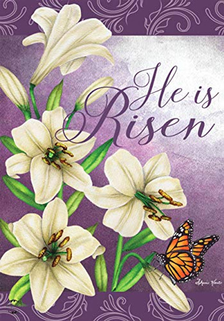 Briarwood Lane He is Risen Lilies Easter Garden Flag Religious Floral 12.5"x18" Briarwood Lane He is Risen Lilies Easter Garden Flag Religious Floral 12.5"x18"