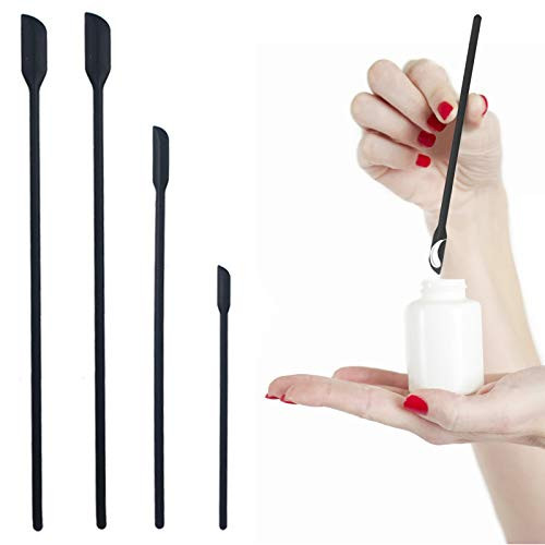 4PCS Mini Spatula Set 3 Size Small Silicone Spatula Set Last Drop Rubber Spatula for Beaty and Kitchen Use Black
