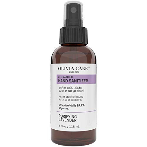 Olivia Care Hand Sanitizer Alcohol Based with Lavender Essential Oils - Antibacterial Antiseptic 99.9% Effective Germ-Killing Moisturizing. Remove Bacteria Impurities Dirt. Disinfectant - 4 FL OZ Olivia Care Hand Sanitizer Alcohol Based with Lavender Essential Oils - Antibacterial Antiseptic 99.9% Effective Germ-Killing Moisturizing. Remove Bacteria Impurities Dirt. Disinfectant - 4 FL OZ