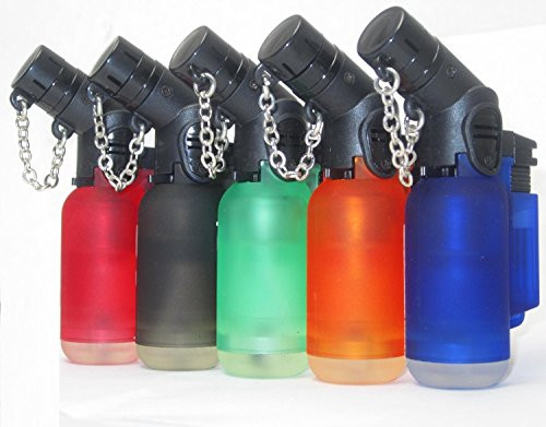 Pack of 5 Single Jet Flame Torch Lighter Windproof Refillable Cigarette Lighter Red Black Green Blue Orange
