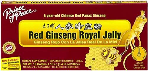Prince of Peace Red Ginseng Royal Jelly  10 Bottles  0.34 fl. oz. Each  Energy Boosting Supplement  Ginseng Shots to Go  Support The Bodys Energy System