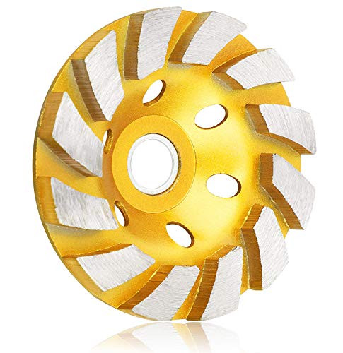 Linkhood 4" Diamond Cup Grinding Wheel  12-Segment Turbo Row Concrete Grinding Wheel Disc Heavy Duty Tool for Angle Grinder  for Granite  Stone  Marble  Masonry  Concrete