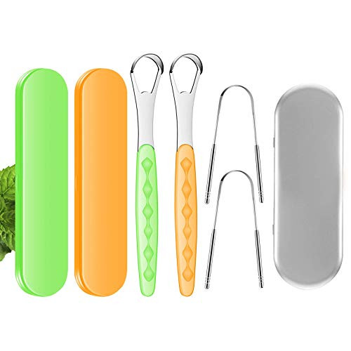 Tongue Scraper Set for Adults and Kids Tongue Scraper for Reduce Bad Breath Medical Grade Stainless Steel Metal Tongue Cleaner Brush Improving Oral Hygiene Tongue Scraper Set for Adults and Kids Tongue Scraper for Reduce Bad Breath Medical Grade Stainless Steel Metal Tongue Cleaner Brush Improving Oral Hygiene