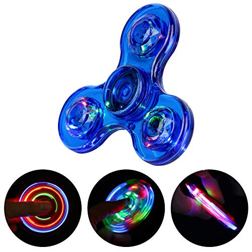 SCIONE Fidget Spinners LED Light up Clear Fidget Toys ADHD Anxiety Toys Stress Relief Reducer Spin for Kids Blue SCIONE Fidget Spinners LED Light up Clear Fidget Toys ADHD Anxiety Toys Stress Relief Reducer Spin for Kids Blue