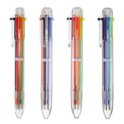 PapaBear Multicolor Pens - 2 Pack of 6-in-1 Retractable Ballpoint Pens - 0.5mm Best for Smooth Writing  0.5