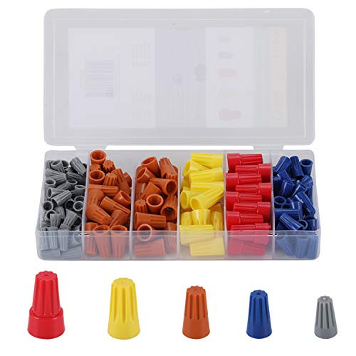 Apas 172pcs Electrical Wire Nuts Connectors Screw Terminals -Twist Nuts Caps  with Spring Insert Twist Nuts Caps Connection Assortment Set
