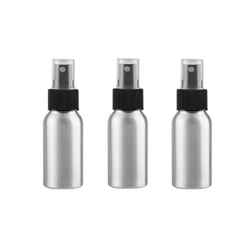 VASANA 3PCS 50ml 1.7oz Aluminium Essential Oil Spray Bottle with Black Sprayer Empty Refill Cosmetic Sample Atomizer Storage Holder Containers for Essential Oils Perfume Aromatherapy Makeup Water