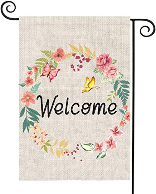 Spring Welcome Floral Garden Flag Burlap Garden Flag Decorative Double Sided Yard Outdoor Farmhouse Decor  Small Garden Flag  12 x 18  Double Sided Spring Welcome Floral Garden Flag Burlap Garden Flag Decorative Double Sided Yard Outdoor Farmhouse Decor  Small Garden Flag  12 x 18  Double Sided