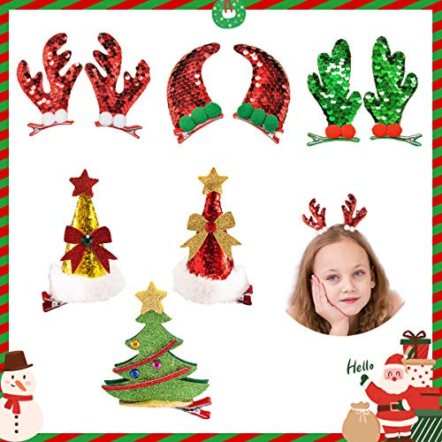 9 Pieces Christmas Hair Clips Lovely Christmas Hairpins with Christmas Tree Elk Antlers Christmas Hat Christmas Hair Accessories for Women Girls Children Kids for Christmas Gifts Parties Decorations