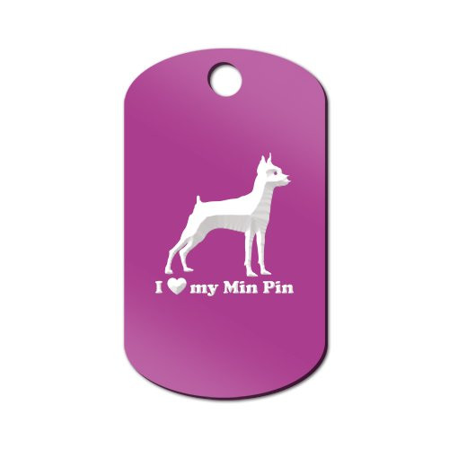 Mister Petlife I Love My Miniature Pinscher Engraved Keychain GI Tag Min Pin Profile Purple