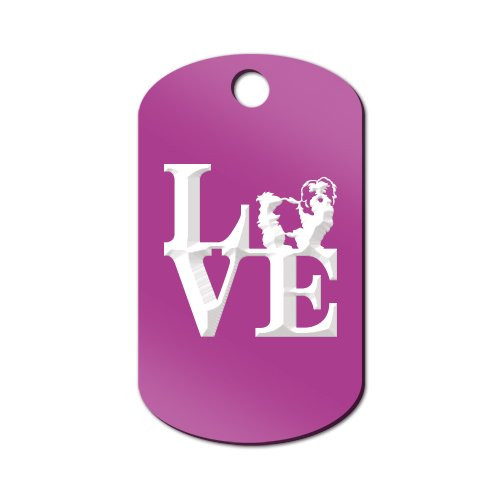 Mister Petlife Love Shih Tzu Engraved Keychain GI Tag Park Lion Dog Purple