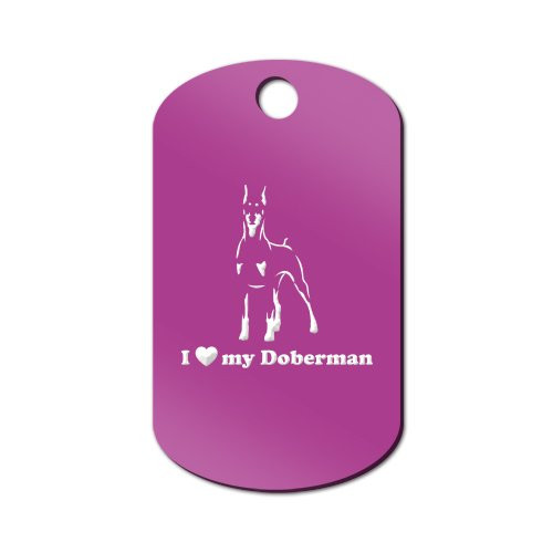 Mister Petlife I Love My Doberman Engraved Keychain GI Tag pincscher v2 Dobie Purple