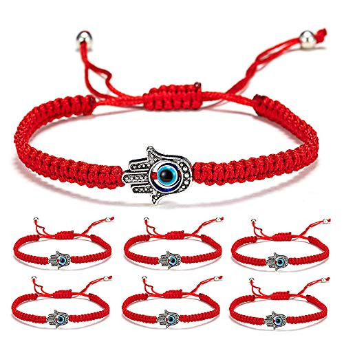 6 pieces Evil Eye Hamsa Hand Kabbalah String Bracelets for Women Men Boys Girls Handmade Red Black Blue Braided String Bracelets Amulet Bracelet for Protection and Good Luck red-hamsa hand 6 pieces Evil Eye Hamsa Hand Kabbalah String Bracelets for Women Men Boys Girls Handmade Red Black Blue Braided String Bracelets Amulet Bracelet for Protection and Good Luck red-hamsa hand