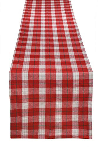 Yourtablecloth Cotton Checkered Runner  Red Christmas Plaid  14 x 72