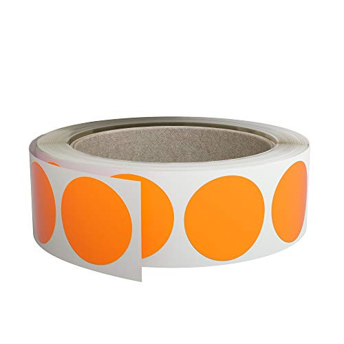 Royal Green Fluorescent Label Rolls 25mm Neon Orange Stickers Dots 1 Inch - 600 Pack