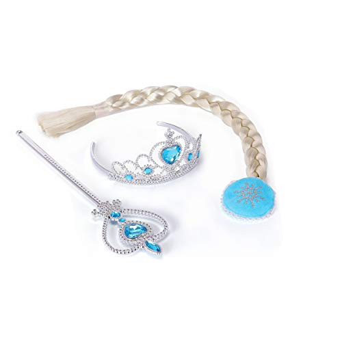 HUA ANGEL Princess Dress Up Party Accessories 3Pc Set Princess Costume Accessories Tiara Wand Wig Braids HUA ANGEL Princess Dress Up Party Accessories 3Pc Set Princess Costume Accessories Tiara Wand Wig Braids