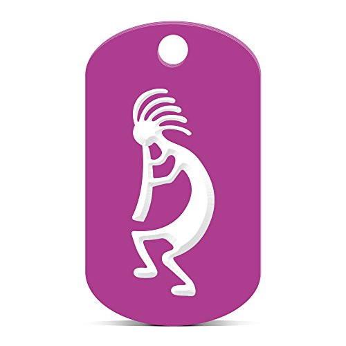 fagraphix Kokopelli Keychain GI Dog Tag Engraved Fertility Deity Purple