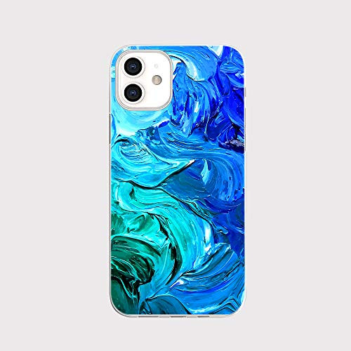 FancyCase Compatible with iPhone 12  6.1inch -New Blue Marble Pattern Soft Silicone Protective iPhone 12 Case  Blue Marble