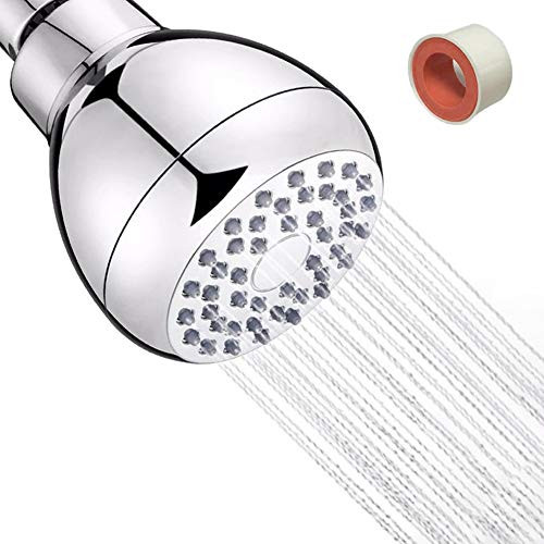 High Pressure Shower head, 3 Inch Bathroom Anti-leak Anti-clog Fixed Chrome Finish Showerhead with an Adjustable Metal Swivel Ball, Round Rainfull Showerhead for Low Flow Water Pressure