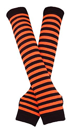 Bienvenu Punk Gothic Rock Long Arm Warmer Fingerless Gloves  BlackOrange
