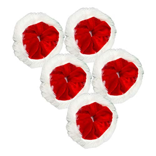 Lurrose 5pcs Christmas Hair Scrunchies Sequins Hair Ties Xmas Elastic Hair Bands Chiffon Ponytail Holder Hair Accessories Ropes for Girl Women  Red