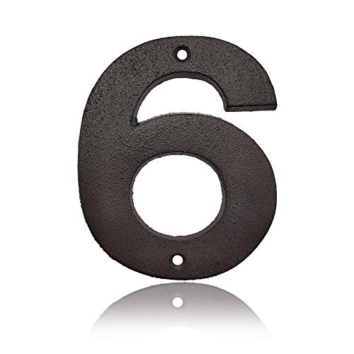 Cast Iron House Numbers-4.9 Inch High Home Address Numbers Mailbox Numbers  Number 6