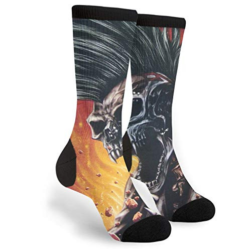 Unisex Punk Skull Biker Chopper Crew Socks Casual Funny Crazy Dress Rock Skull Socking Gift